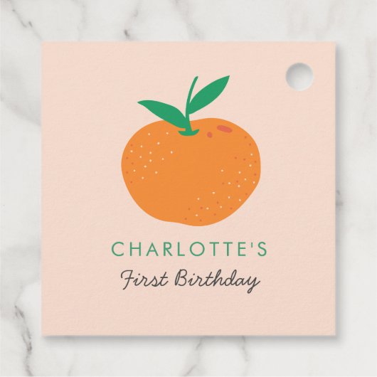 リトルかわいこちゃんオレンジファースト誕生日メッセージカード フェイバータグ (裏面)