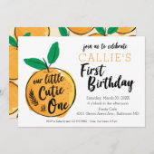 リトルかわいこちゃんオレンジファースト誕生日招待状 招待状 (正面/裏面)