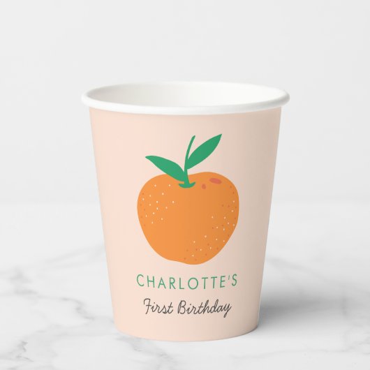 リトルかわいこちゃんオレンジファースト誕生日紙カップ 紙コップ (裏面)