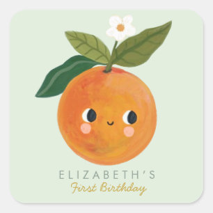 リトルかわいこちゃんオレンジファースト誕生日 スクエアシール