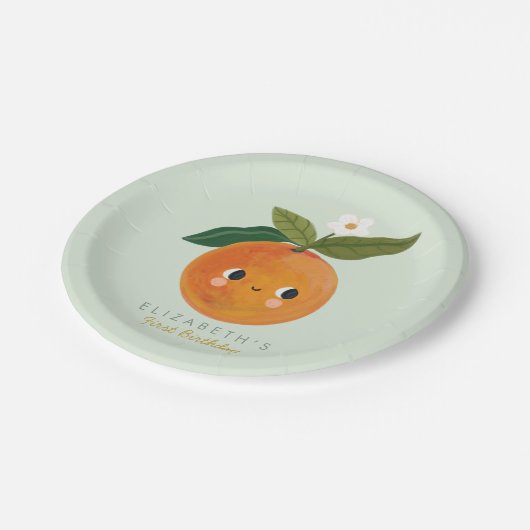 リトルかわいこちゃんオレンジファースト誕生日 ペーパープレート (アングル)