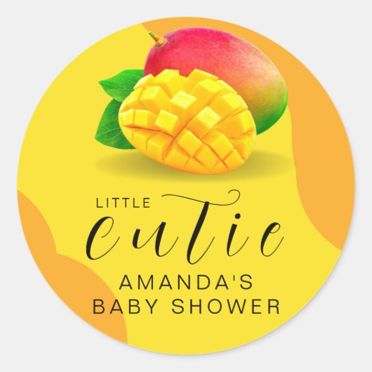 リトルかわいこちゃんオレンジフルーツかわいい赤ちゃんシャワー ラウンドシール (正面)