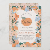 リトルかわいこちゃんオレンジフローラガール誕生日 招待状 (正面/裏面)