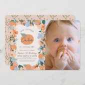 リトルかわいこちゃんオレンジフローラ1stバースデーフォト 招待状 (正面/裏面)