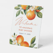 リトルかわいこちゃんオレンジベビーシャワーウェルカム 台座サイン (正面)