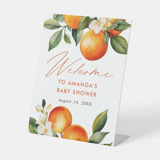 リトルかわいこちゃんオレンジベビーシャワーウェルカム 台座サイン (正面)