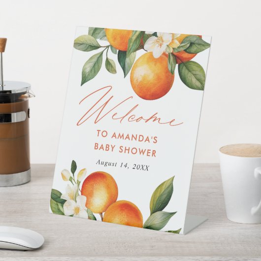 リトルかわいこちゃんオレンジベビーシャワーウェルカム 台座サイン (インサイチュ)