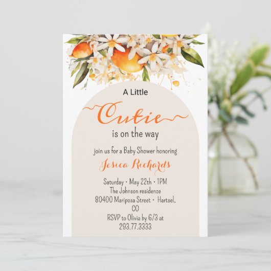 リトルかわいこちゃんオレンジベビーシャワーシトラスタンジェリーヌ 招待状 (スタンド正面)