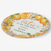 リトルかわいこちゃんオレンジベビーシャワー男女兼用 ペーパープレート (アングル)