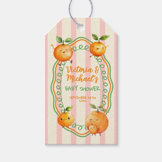 リトルかわいこちゃんオレンジベビーシャワー ギフトタグ (正面)