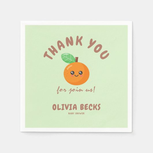 リトルかわいこちゃんオレンジベビーシャワー スタンダードカクテルナプキン (正面)