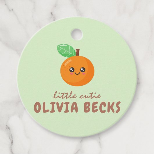 リトルかわいこちゃんオレンジベビーシャワー フェイバータグ (正面)
