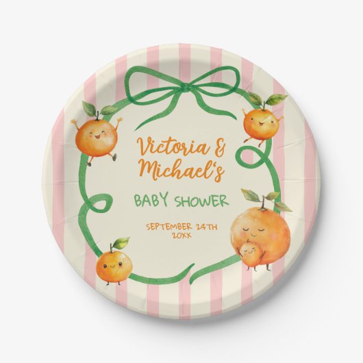 リトルかわいこちゃんオレンジベビーシャワー ペーパープレート (正面)