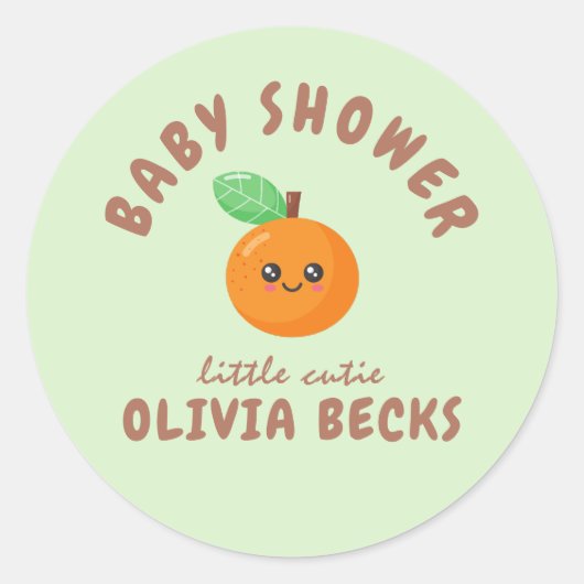 リトルかわいこちゃんオレンジベビーシャワー ラウンドシール (正面)