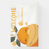 リトルかわいこちゃんオレンジベビーシャワー 横断幕 (縦)