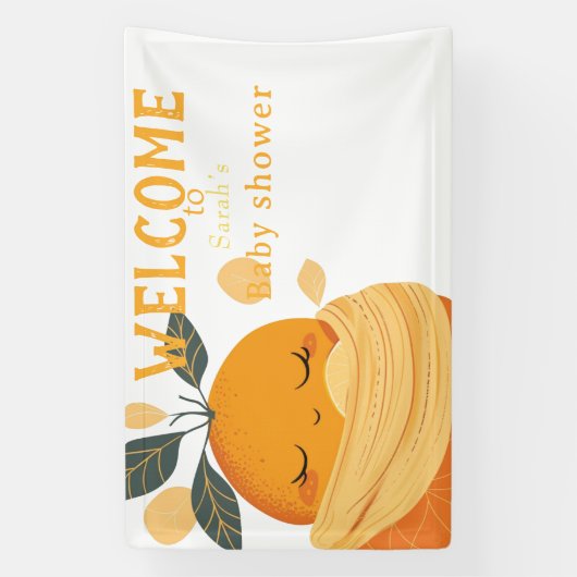 リトルかわいこちゃんオレンジベビーシャワー 横断幕 (縦)