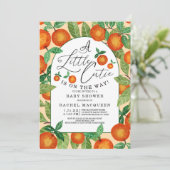 リトルかわいこちゃんオレンジボタニカルフルーツベビーシャワー 招待状 (スタンド正面)