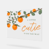 リトルかわいこちゃんオレンジ男女兼用色ベビーシャワー アクリルサイン (傾斜)