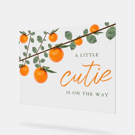 リトルかわいこちゃんオレンジ男女兼用色ベビーシャワー アクリルサイン (傾斜)