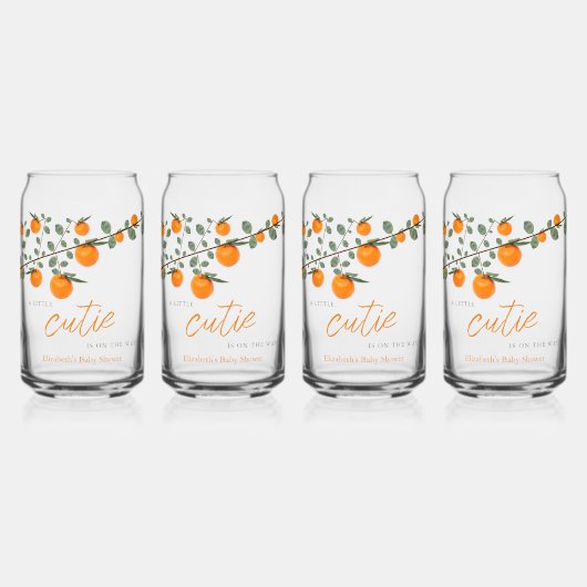 リトルかわいこちゃんオレンジ男女兼用色ベビーシャワー ガラス缶 (正面)