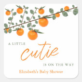 リトルかわいこちゃんオレンジ男女兼用色ベビーシャワー スクエアシール (正面)