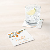 リトルかわいこちゃんオレンジ男女兼用色ベビーシャワー スクエアペーパーコースター (インサイチュ)