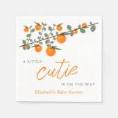 リトルかわいこちゃんオレンジ男女兼用色ベビーシャワー スタンダードカクテルナプキン (正面)