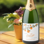 リトルかわいこちゃんオレンジ男女兼用色ベビーシャワー スパークリングワインラベル