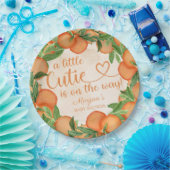 リトルかわいこちゃんオレンジ男女兼用色ベビーシャワー ペーパープレート (パーティー)