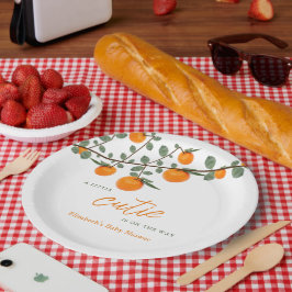 リトルかわいこちゃんオレンジ男女兼用色ベビーシャワー ペーパープレート