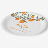 リトルかわいこちゃんオレンジ男女兼用色ベビーシャワー ペーパープレート (アングル)