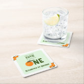 リトルかわいこちゃんオレンジ第1誕生日 スクエアペーパーコースター (インサイチュ)