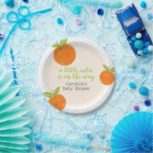 リトルかわいこちゃんオレンジ緑の水の色ベビーシャワー ペーパープレート (パーティー)