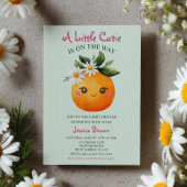 リトルかわいこちゃんオレンジ色の果実水カラーベビーシャワー 招待状