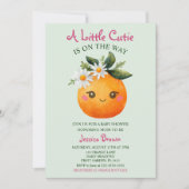 リトルかわいこちゃんオレンジ色の果実水カラーベビーシャワー 招待状 (正面)