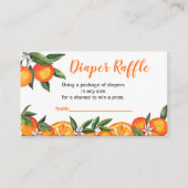 リトルかわいこちゃんオレンジ色の赤ちゃんシャワーおむつラッフル エンクロージャーカード (正面)