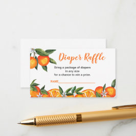 リトルかわいこちゃんオレンジ色の赤ちゃんシャワーおむつラッフル エンクロージャーカード