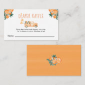 リトルかわいこちゃんオレンジ色の赤ちゃんシャワーおむつラッフル エンクロージャーカード (正面/裏面)