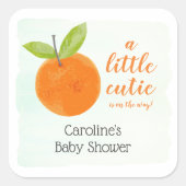 リトルかわいこちゃんオレンジ色の赤ちゃんシャワー好み スクエアシール (正面)