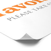 リトルかわいこちゃんオレンジ色の赤ちゃんシャワー好意サイン ポスター (角)