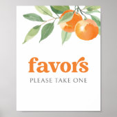 リトルかわいこちゃんオレンジ色の赤ちゃんシャワー好意サイン ポスター (正面)