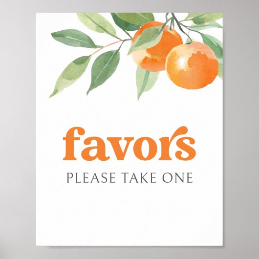 リトルかわいこちゃんオレンジ色の赤ちゃんシャワー好意サイン ポスター (正面)