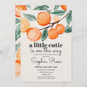 リトルかわいこちゃんオレンジ色の赤ちゃんシャワー招待 招待状 (正面/裏面)