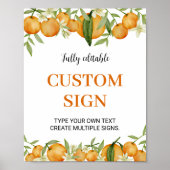 リトルかわいこちゃんオレンジ誕生日カスタムテーブルサイン ポスター (正面)