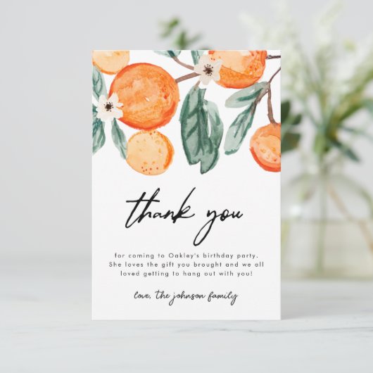 リトルかわいこちゃんオレンジ誕生日サンキューカード サンキューカード (スタンド正面)