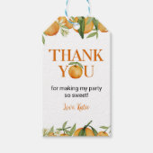 リトルかわいこちゃんオレンジ誕生日テーマサンキューラベル ギフトタグ (正面)