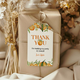 リトルかわいこちゃんオレンジ誕生日テーマサンキューラベル ギフトタグ