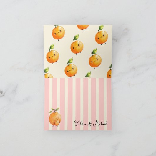 リトルかわいこちゃんオレンジ赤ちゃんシャワーありがとう カード (内部)