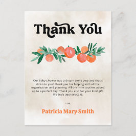 リトルかわいこちゃんオレンジ赤ちゃんシャワーありがとう ポストカード