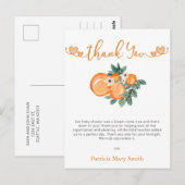 リトルかわいこちゃんオレンジ赤ちゃんシャワーありがとう ポストカード (正面/裏面)